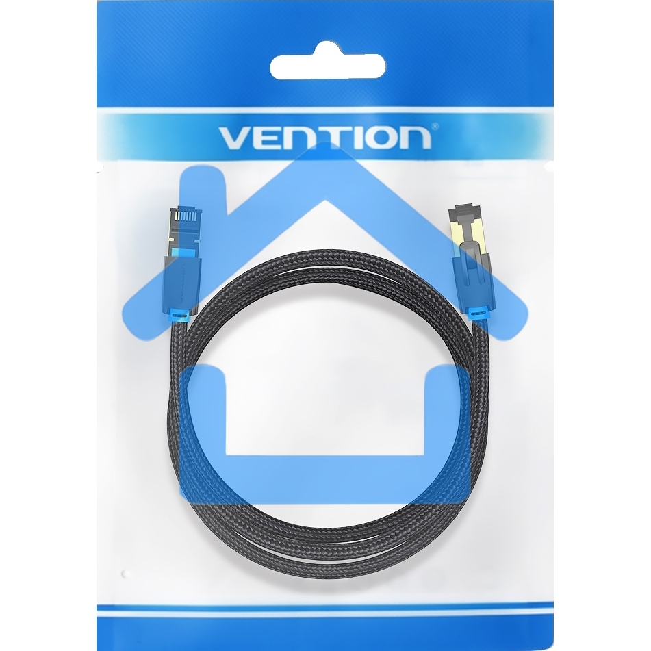 Патч-корд Vention прямой SFTP cat.8 RJ45 - 2м. черный Тканевая оплетка