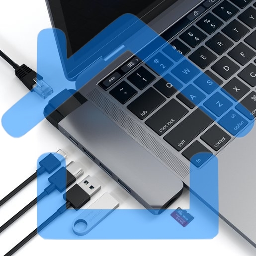 Хаб USB Satechi Aluminum Pro Hub with Ethernet для 2016/2017 MacBook Pro 13” и 15”. серый космос.