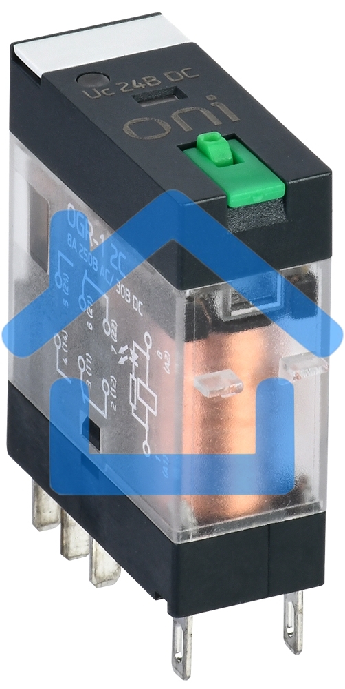 Реле общего назначения OGR-1 2C 24В DC с LED и тест. кнопкой ONI OGR-1-2C-DC24V-L-B