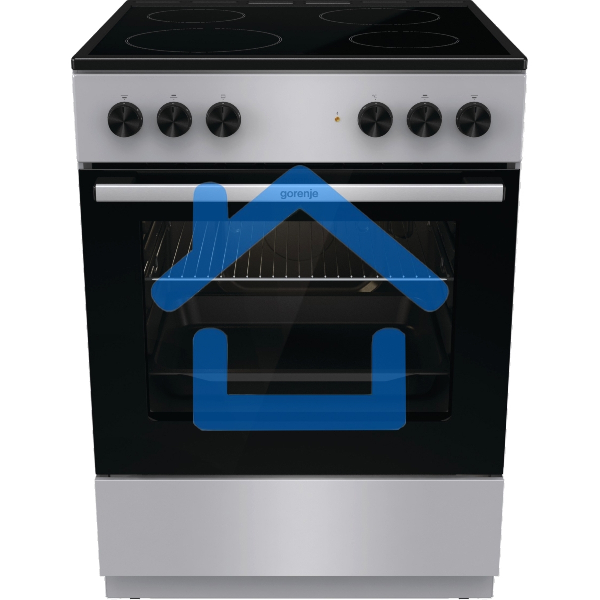 Плита электрическая Gorenje GEC6A11SG серый, конфорок 4 электрических, духовка 65 л, 60 см x 85 см x 60 см