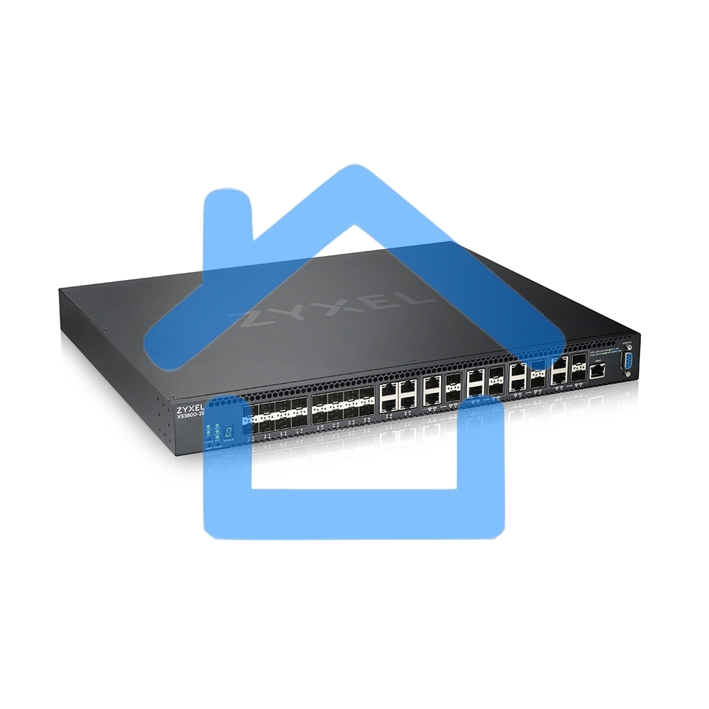 Коммутатор Zyxel XS3800-28 L2+ switch, 4xRJ-45: 1 / 2.5 / 5 / 10G, 8xCombo (SFP: 1 / 10G, RJ-45: 1 / 2.5 / 5 / 10G), 16xSFP +