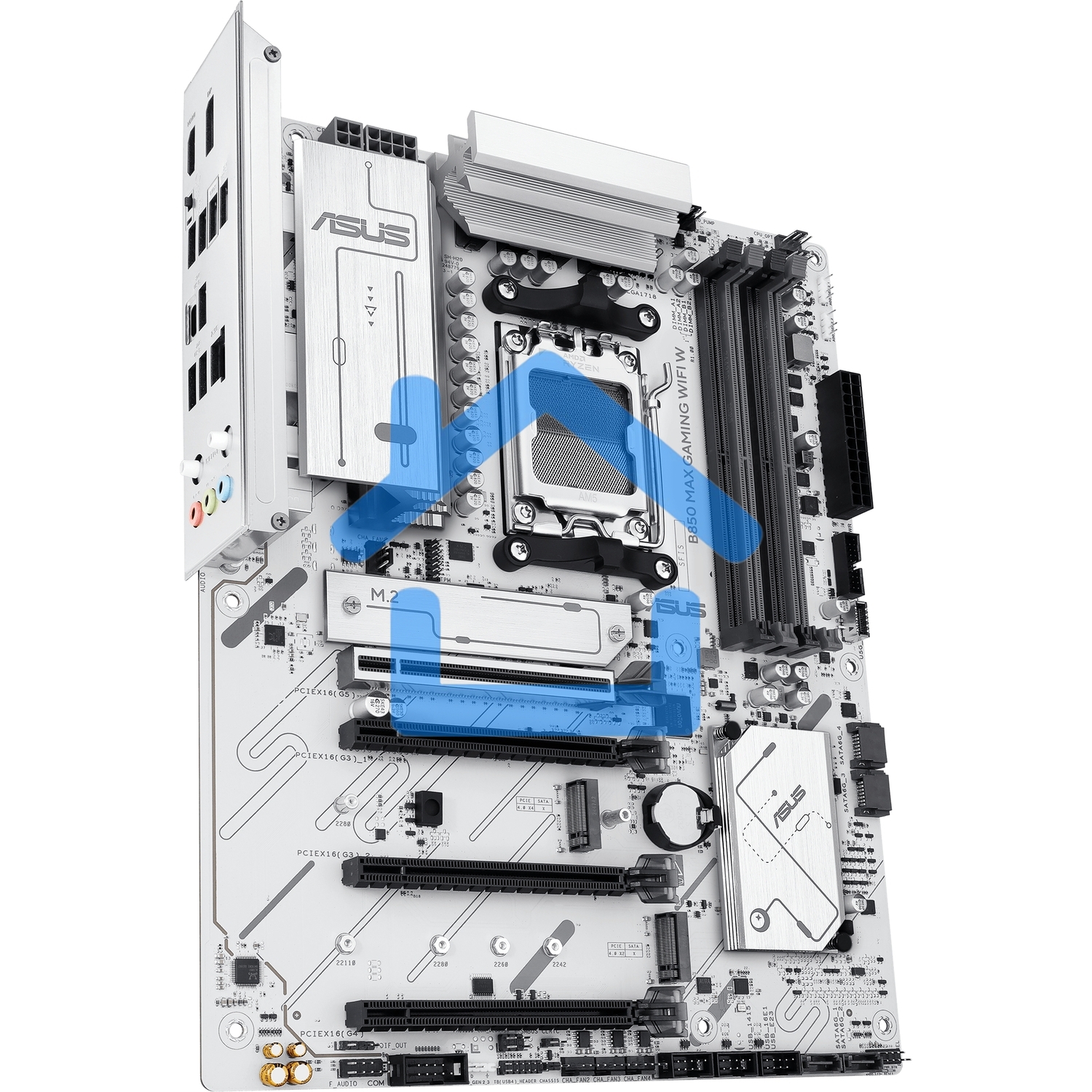 Материнская плата ASUS B850 MAX GAMING WIFI W, AM5, AMD B850, 4xDDR5, 4xSATA, 3xM.2, 1xPCIe 5.0 x16, 1xPCIe 4.0 x4, 2xPCIe 3.0 x1, 1xDisplayPort, 1xHDMI, 1x2.5Gb LAN, Wi-Fi 6E, Bluetooth 5.3, 1xUSB-C 10Gbps, 3xUSB-A 10Gbps, 2xUSB-A 5Gbps, 2xUSB-A 2.0, 3x3