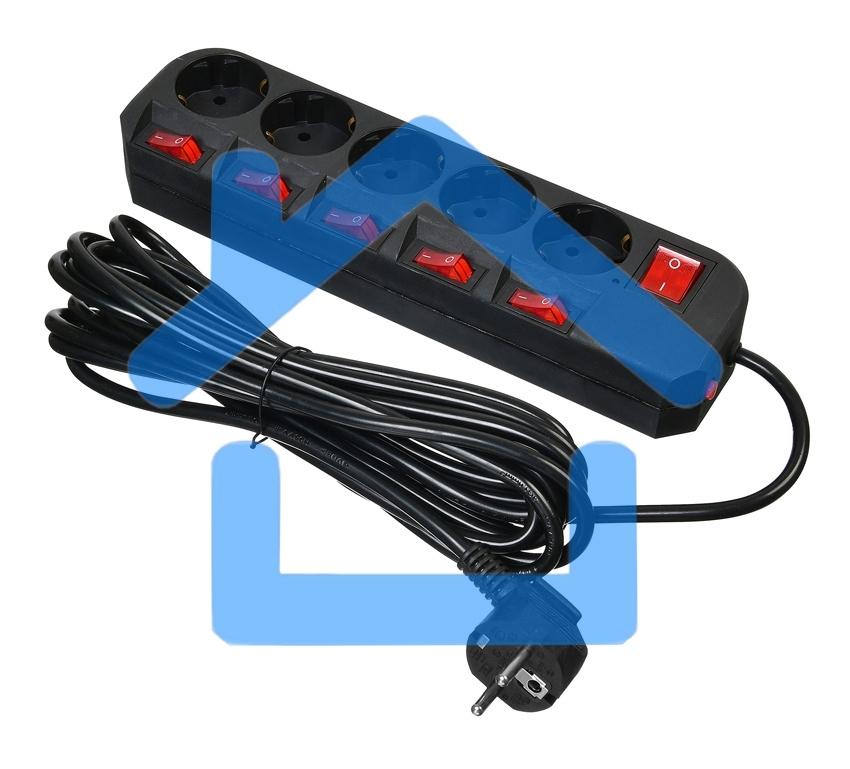 Сетевой фильтр Buro 500SH-5-SW-B 5м (5 розеток) черный (коробка)