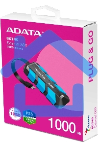 Внешний SSD ADATA SC740, 1TB, USB 3.2 Gen 2 Type-C, R/W 1050/1000, синий
