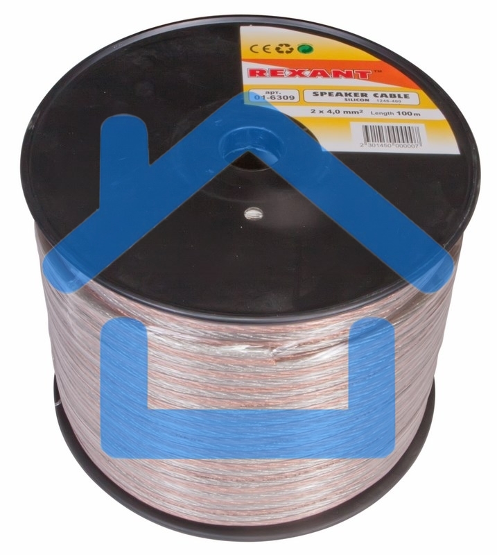 Кабель акустический Rexant 2х4,00 мм², прозрачный SILICON, бухта 100 м 01-6309