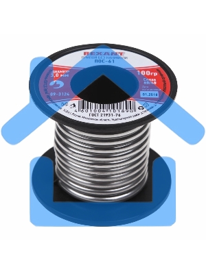 Припой катушка ПОС-61 без канифоли ( 3,0 мм, 100 г) 09-3124 Rexant