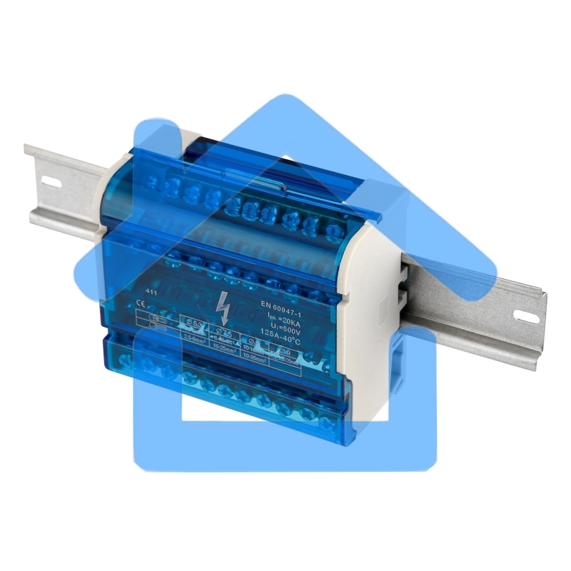 Шина на DIN-рейку в корпусе (кросс-модуль) 4х11 Rexant