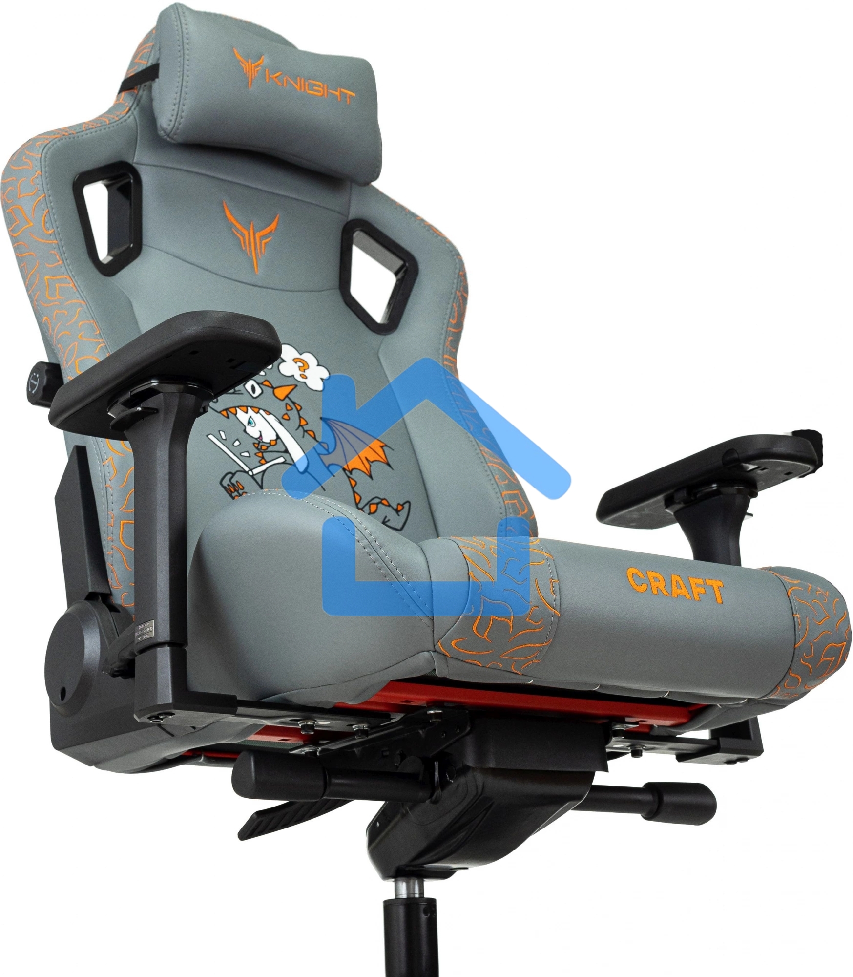 Кресло игровое Knight Craft Dragon серый эко.кожа крестов. металл