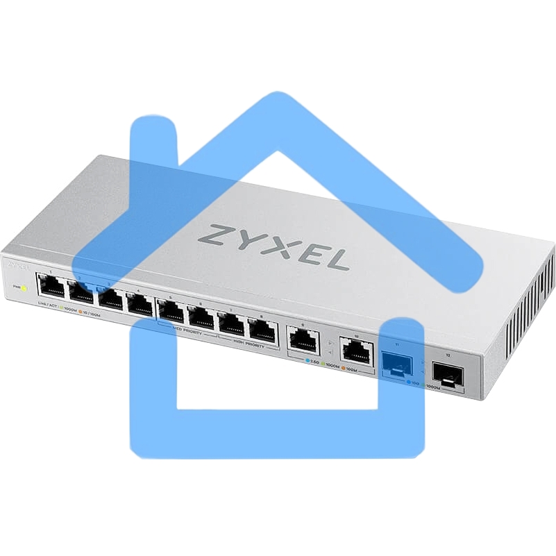 Коммутатор Zyxel XGS1010-12-ZZ0102F 8x1Гбит/с 2x2.5Гбит/с 2SFP+ неуправляемый