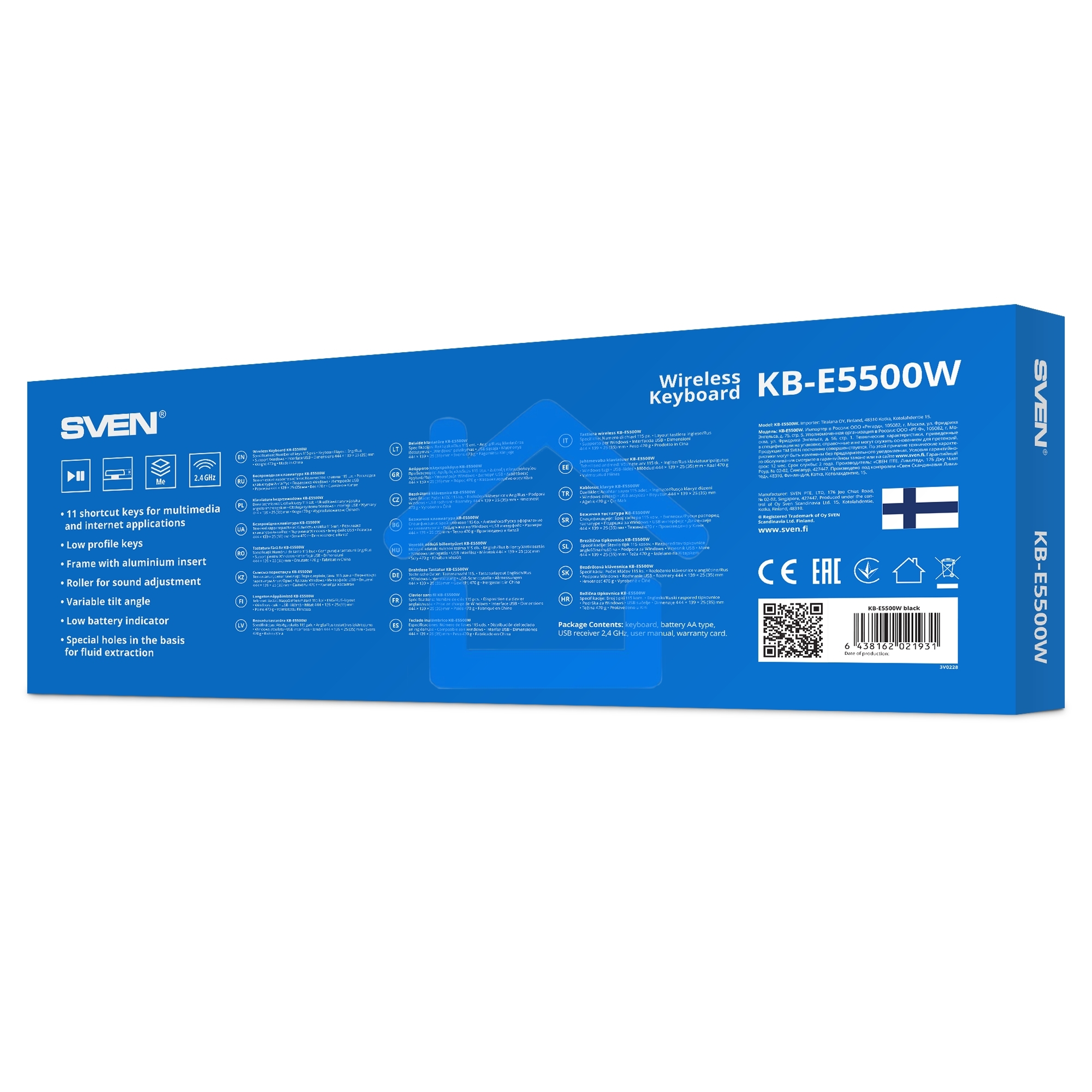Клавиатура SVEN KB-E5500W беспроводная USB черный