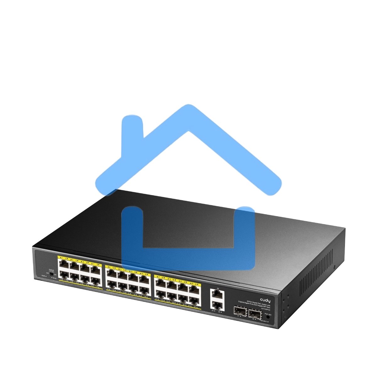 Коммутатор Cudy GS1026PS2, (L2) 26x1Gbит/с 2xКомбо(1000BASE-T/SFP), 2SFP, 24PoE, 300W, неуправляемый
