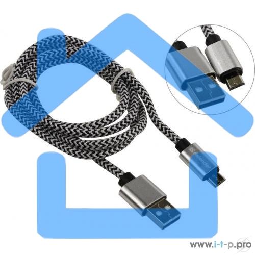 Кабель USB08-03T PRO USB2.0 белый, AM-MicroBM, 1m, 2.1A (87803)