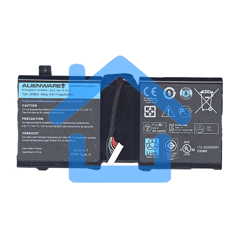 Аккумуляторная батарея для ноутбука Dell Alienware M17x R5 14.8V 86Wh 2F8K3 черный