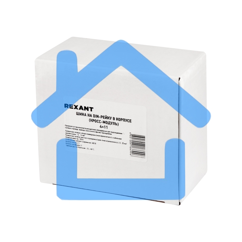 Шина на DIN-рейку в корпусе (кросс-модуль) 4х11 Rexant