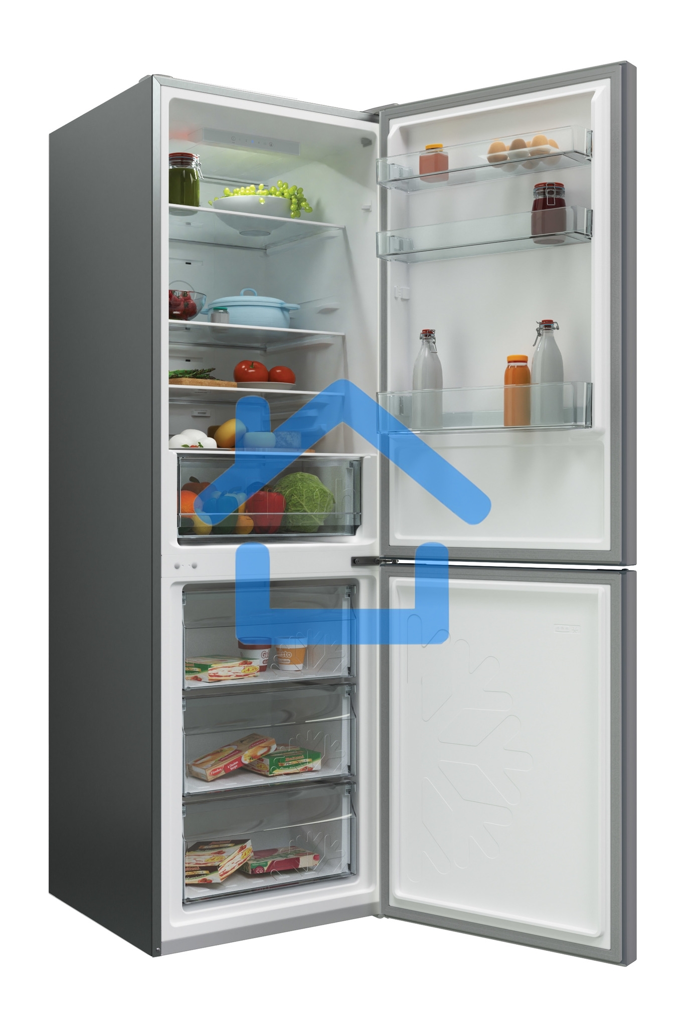 Холодильник Candy CCRN 6180S серебро двухкамерный 227/106л морозилка снизу, No Frost