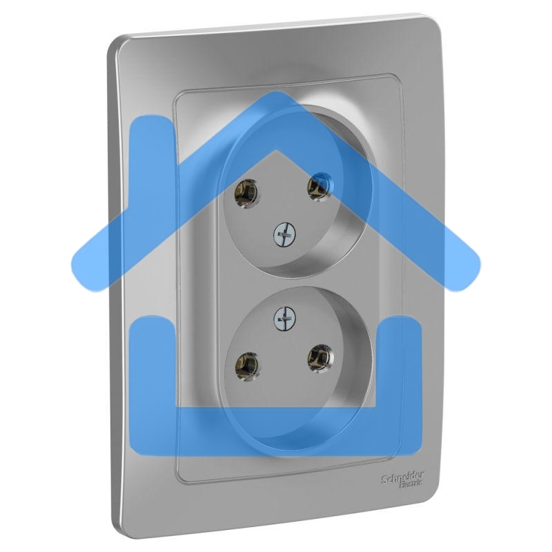 Розетка 2-м СП BLANCA 16А 250В без шторок без заземл. алюм. SchE BLNRS000023