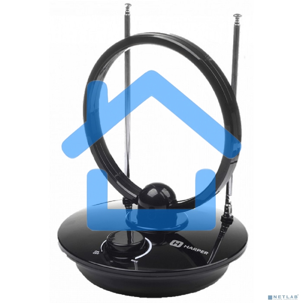 Телевизионная антенна Harper ADVB-2969 (комнатная, активная;DVB-T2; VHF / UHF (174–230 MHz, 470-862 MHz); 25 dB; 75 ; 3 dB; 1м)