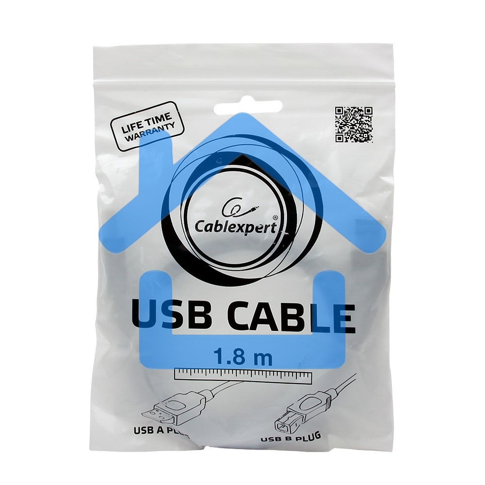 Кабель USB 2.0 Pro Cablexpert CCP-USB2-AMBM-6G, AM/BM, 1.8м, экран, серый