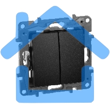 Переключатель 2клавишный 10AX, антрацит ETIKA 