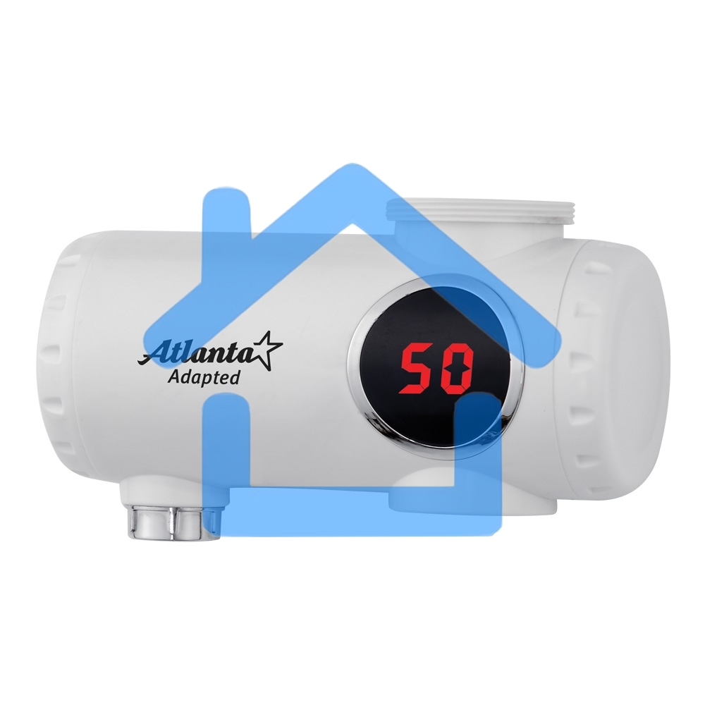 Водонагреватель Atlanta, ATH-7425 белый, проточный 2000Вт, Мгновенный нагрев потока в диапазоне 30-85 °C, Автоматическое гидравлическое управление, Защита от сухого включения ТЭНа, Работает в водопроводных сетях с давлением от 0,05 до 0,5 МPa, защита от п