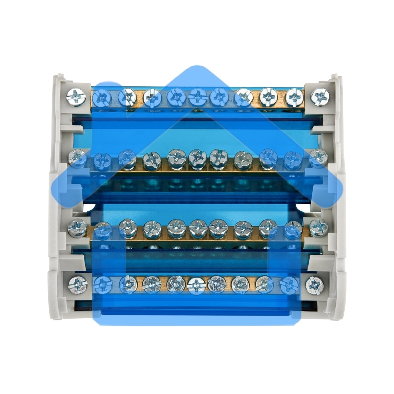 Шина на DIN-рейку в корпусе (кросс-модуль) 4х11 Rexant