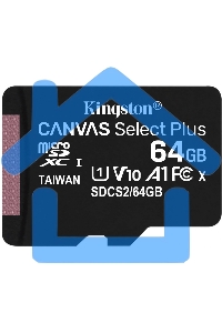 Флеш карта microSDHC 64Gb microSDXC Class10 Kingston <SDCS2/64GbSP> Class10 UHS-I Canvas Select up to 100Mb/s
