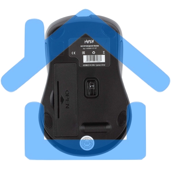 Мышь беспроводная HIPER HOMW-101-BT черный, 1600 dpi, радиоканал, USB, кнопки - 4