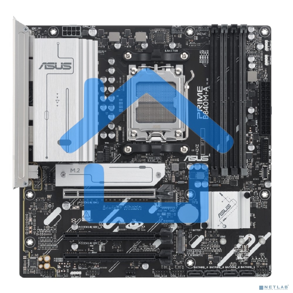 Материнская плата ASUS PRIME B840M-A-CSM, AM5, AMD B840, 4xDDR5, 4xSATA, 3xM.2, 1xPCI-E 4.0 x16, 2xPCI-E 3.0 x16, 1xRealtek 2.5Gb LAN, 2xUSB-A 10Gbps, 1xUSB-C 5Gbps, 4xUSB-A 2.0, 3x3.5 мм, 7.1, micro-ATX