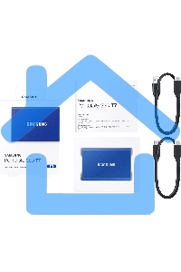 Внешний SSD Samsung T7, 2TB, USB 3.2 Gen 2 Type-C, R/W 1050/1000, синий