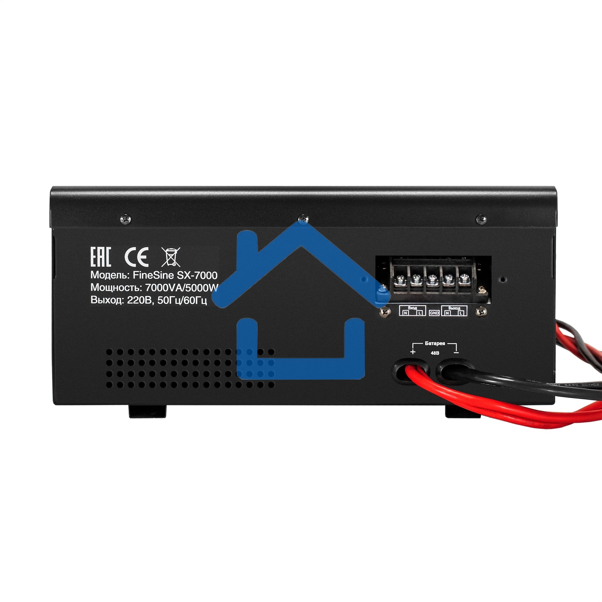 Комплект Источник бесперебойного питания EX296005RUS + батарея 65Aч EX282980RUS 4шт (инвертор, синус, для котла, настенный) ExeGate FineSine SX-7000.LCD.AVR.2SH.T <7000VA/5000W, чистая синусоида, цветной LCD-дисплей, AVR, 2*Schuko+клеммы, линейно-интеракт