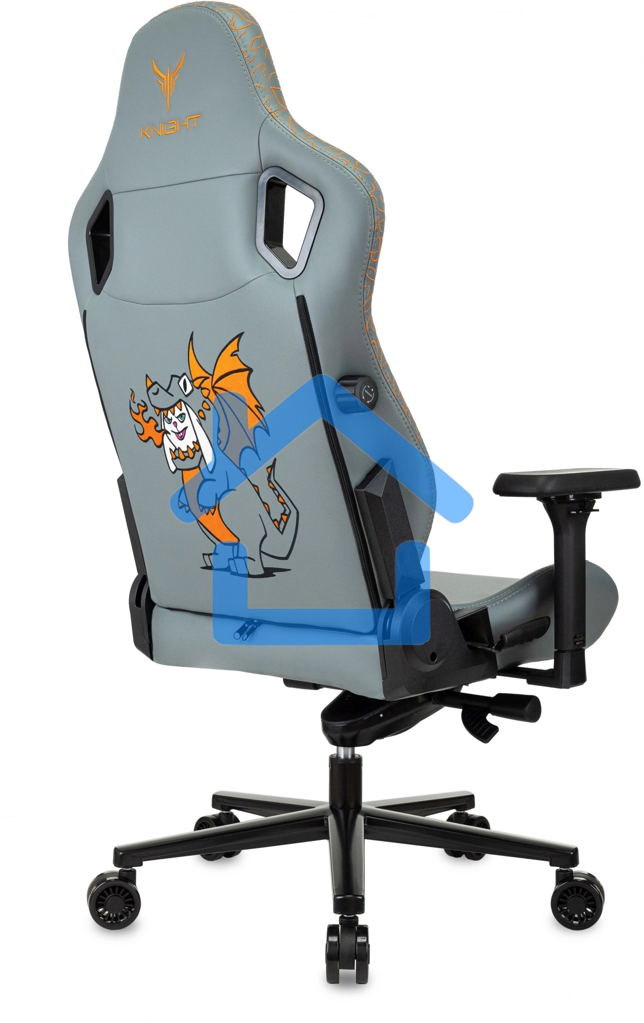 Кресло игровое Knight Craft Dragon серый эко.кожа крестов. металл