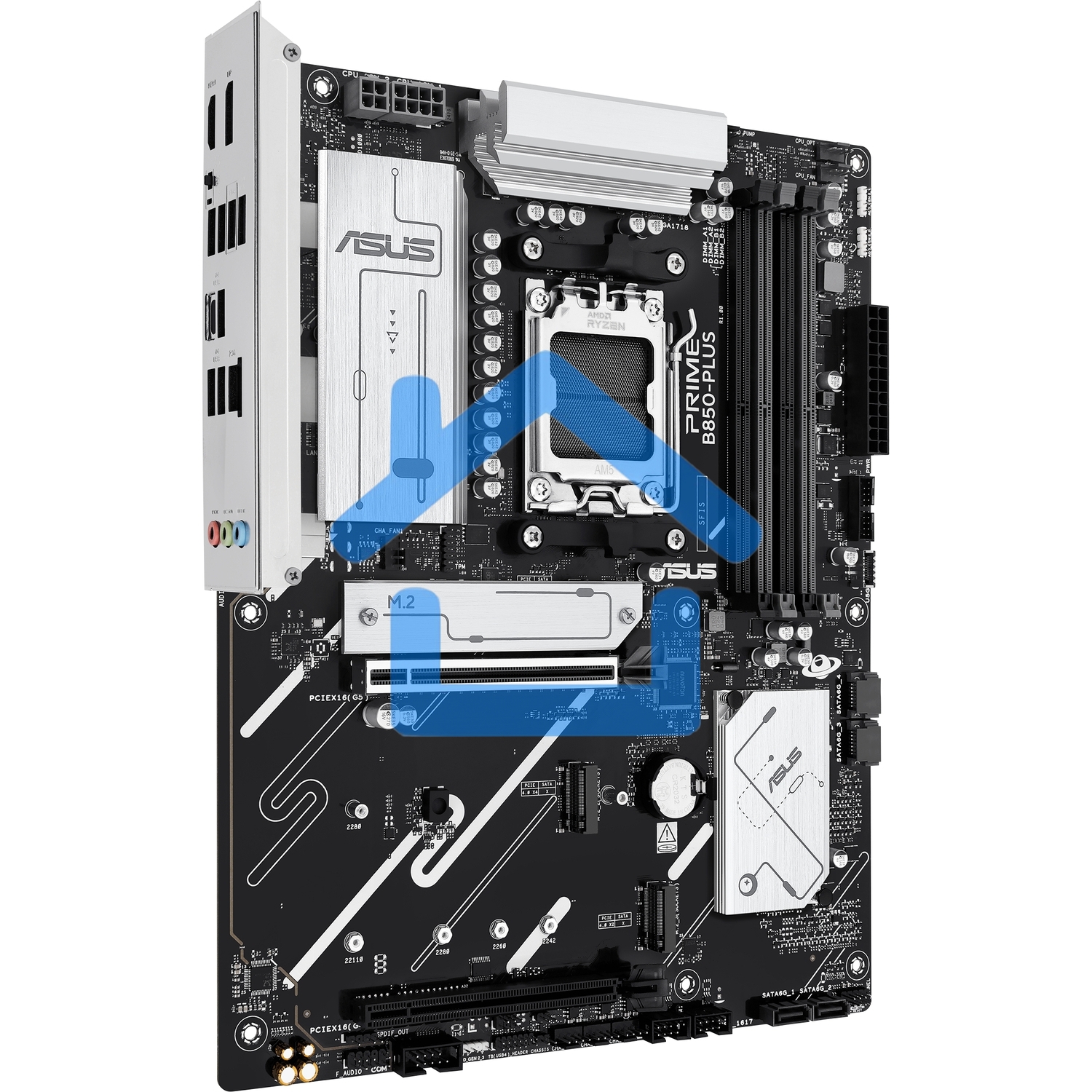 Материнская плата ASUS PRIME B850-PLUS, AM5, AMD B850, 4xDDR5, 4xSATA, 3xM.2, 1xPCIe 5.0 x16, 1xPCIe 4.0 x16, 1xDP, 1xHDMI, 1x2.5Gb LAN, 4xUSB-A 10Gbps, 1xUSB-C 10Gbps, 2xUSB-A 5Gbps, 2xUSB-A 2.0, 3x3.5 мм, 7.1, ATX