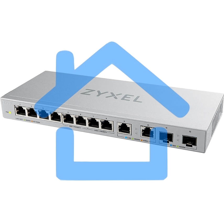 Коммутатор Zyxel XGS1010-12-ZZ0102F 8x1Гбит/с 2x2.5Гбит/с 2SFP+ неуправляемый