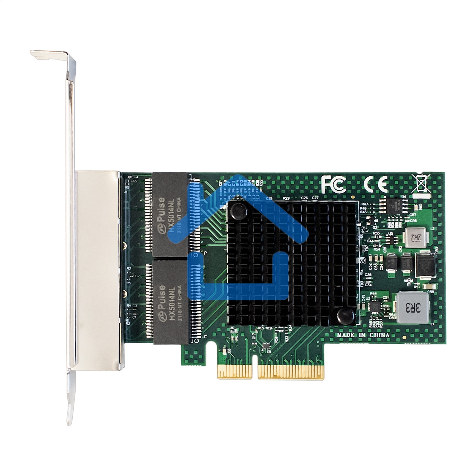 Сетевой адаптер ExeGate EXE-BCM5719 (PCI-E x4 v2.0, порты 4xRJ45, 10/100/1000Mbps, Gigabit Chipset Broadcom BCM5719)
