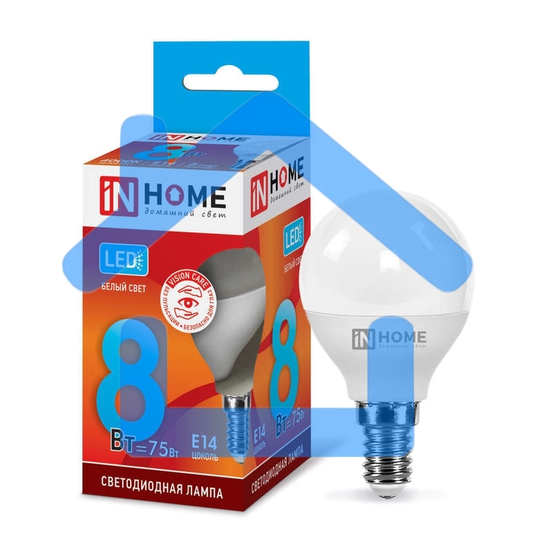 Лампа светодиодная LED-ШАР-VC 8Вт 230В E14 4000К 720лм IN HOME 4690612020556