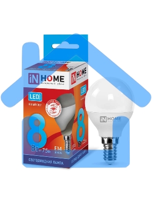Лампа светодиодная LED-ШАР-VC 8Вт 230В E14 4000К 720лм IN HOME 4690612020556