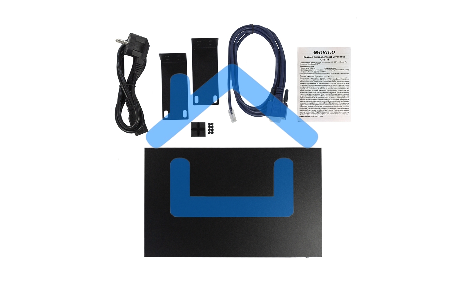 Коммутатор Управляемый L2 16x1000Base-T, 2x1000Base-X SFP, консольный порт RJ-45, комплект для установки в 19