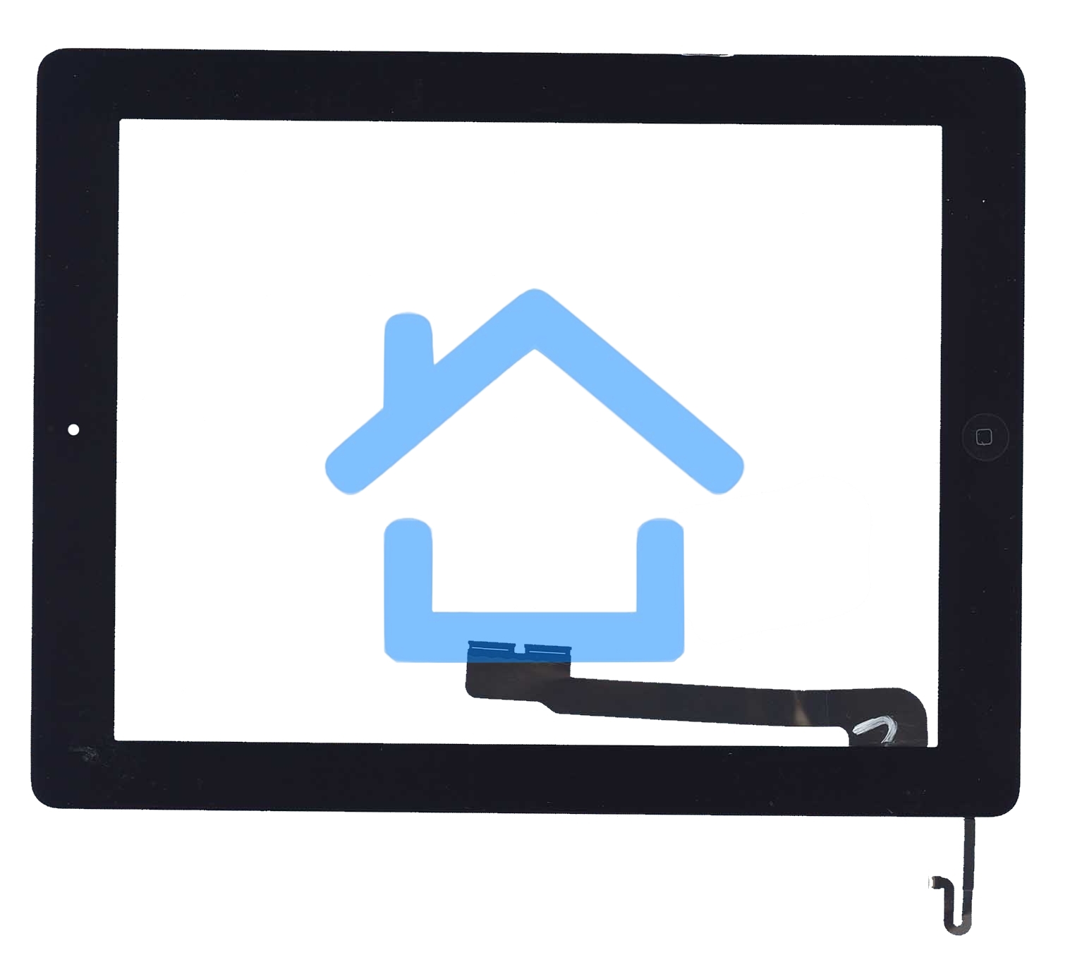 Сенсорное стекло (тачскрин) для iPad 4 черное с кнопкой OEM