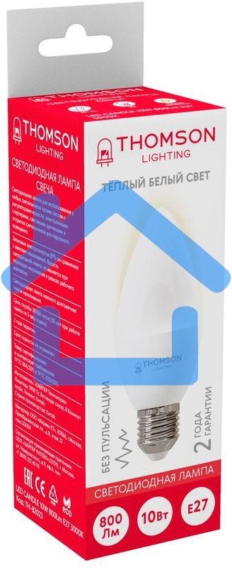 Лампа светодиодная Hiper THOMSON LED CANDLE 10W 800Lm E27 3000K TH-B2023