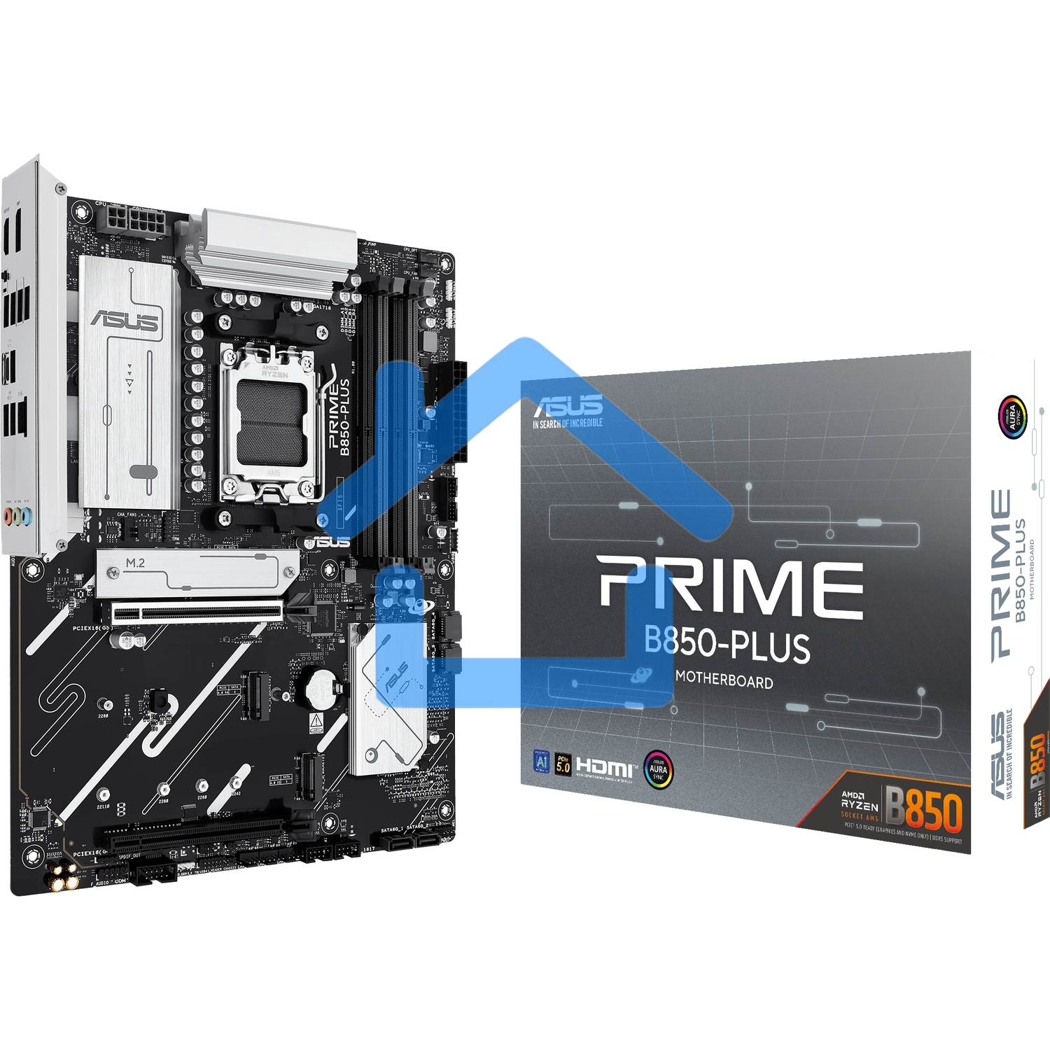 Материнская плата ASUS PRIME B850-PLUS, AM5, AMD B850, 4xDDR5, 4xSATA, 3xM.2, 1xPCIe 5.0 x16, 1xPCIe 4.0 x16, 1xDP, 1xHDMI, 1x2.5Gb LAN, 4xUSB-A 10Gbps, 1xUSB-C 10Gbps, 2xUSB-A 5Gbps, 2xUSB-A 2.0, 3x3.5 мм, 7.1, ATX