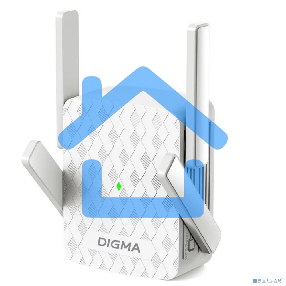 Повторитель беспроводного сигнала Digma D-WR310 (D-WR310V2) N300 Wi-Fi белый