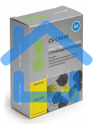 Картридж струйный Cactus CS-C4848 №80 желтый (350 мл.) для HP DesignJet 1050C/1055CM/1000