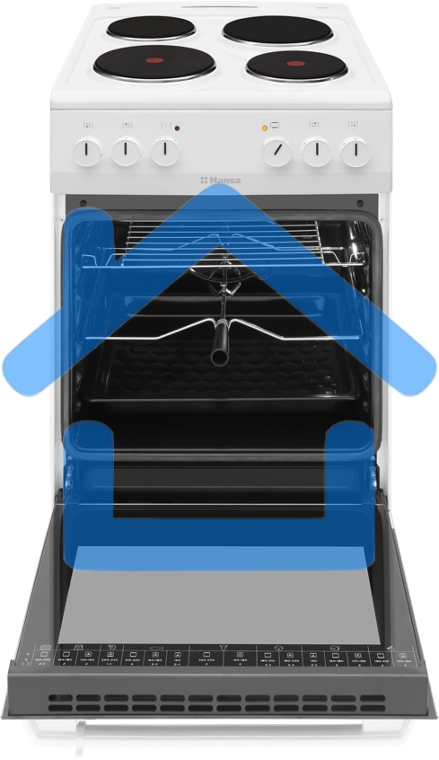 Плита электрическая Hansa FCEW54120 белый, конфорок 4 шт, духовка 62 л, 50 см x 85 см x 60 см