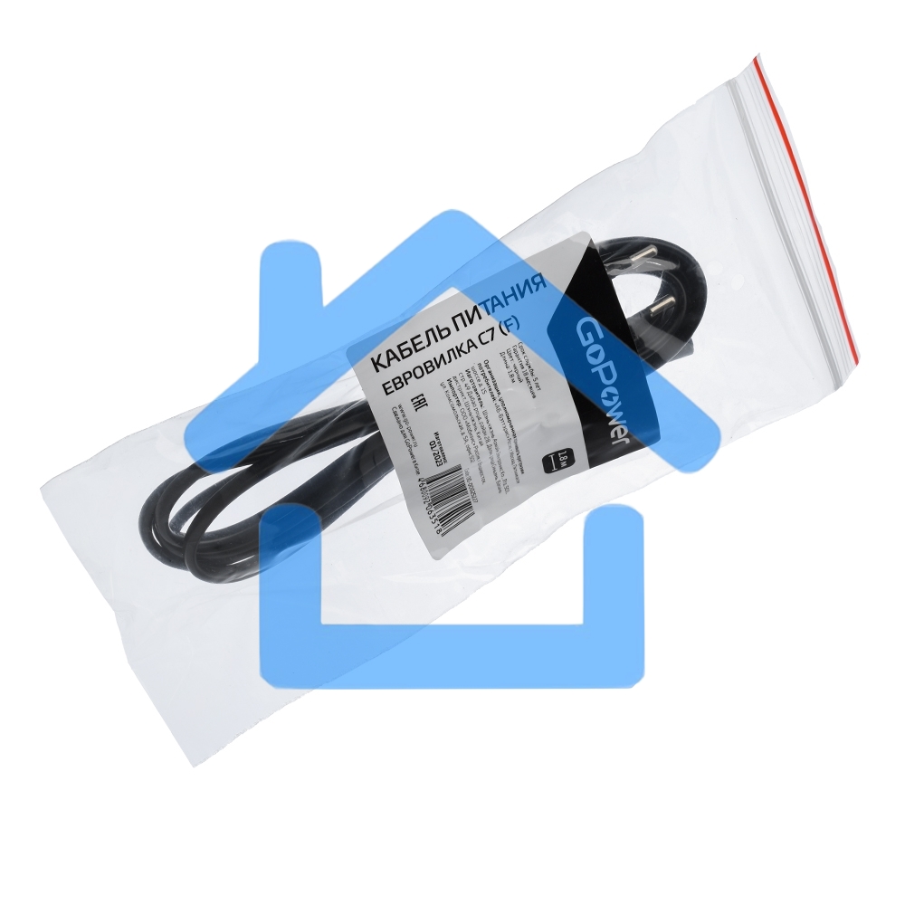 Кабель питания GoPower евровилка-C7 (2-pin) 1.8м ПВХ 0.75мм черный (1/300)