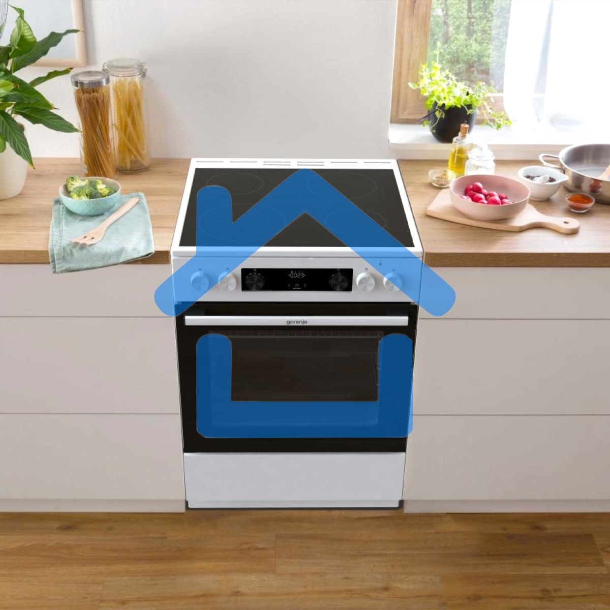 Плита электрическая Gorenje GECS6C70WC белый, конфорок 4 электрических, духовка 71 л, 60 см x 85 см x 60 см