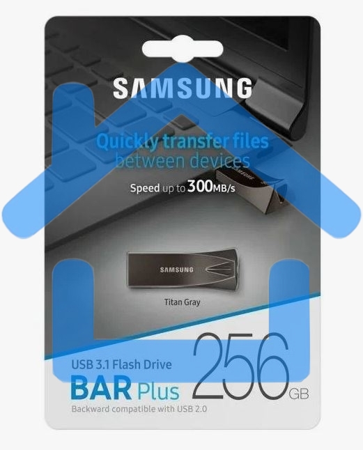 Внешний накопитель 256Gb USB Drive USB 3.1 Samsung BAR Plus (up to 300Mb/s) (MUF-256BE4/APC)