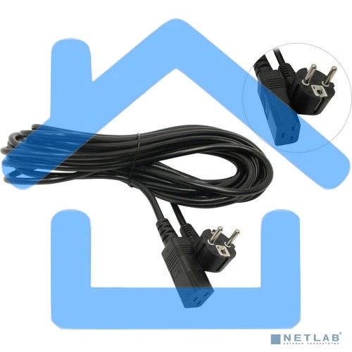 Кабель питания ExeGate Power PC19-10P (Евровилка Schuko->С19) VDE-250V-3*1.5-CU, черный, 16А, 10м