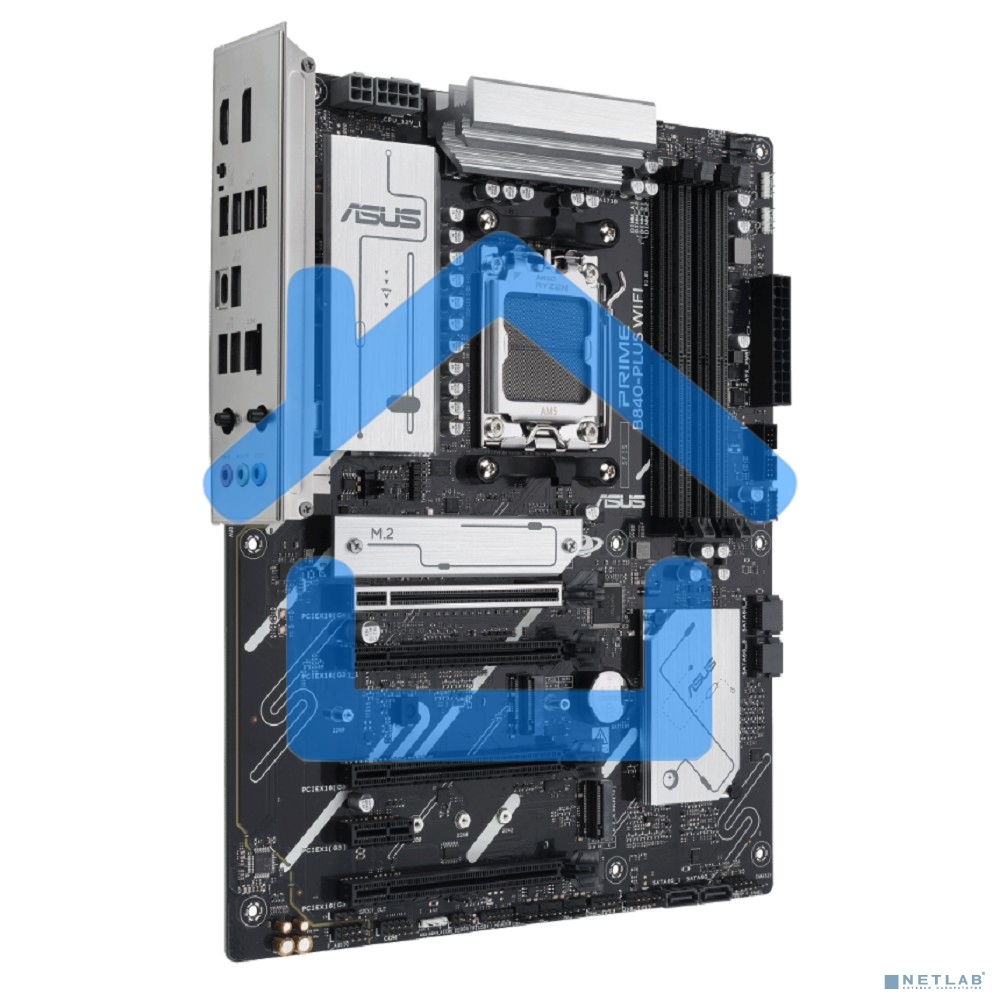 Материнская плата ASUS PRIME B840-PLUS WIFI, AM5, AMD B840, 4xDDR5, 4xSATA, 3xM.2, 1xPCIe 4.0 x16, 1xPCIe 3.0 x16, 2xPCIe 3.0 x16, 1xPCIe 3.0 x1, 1xDP, 1xHDMI, 1x 2.5Gb LAN, 8xUSB-A, 3x3.5 мм, 7.1, ATX