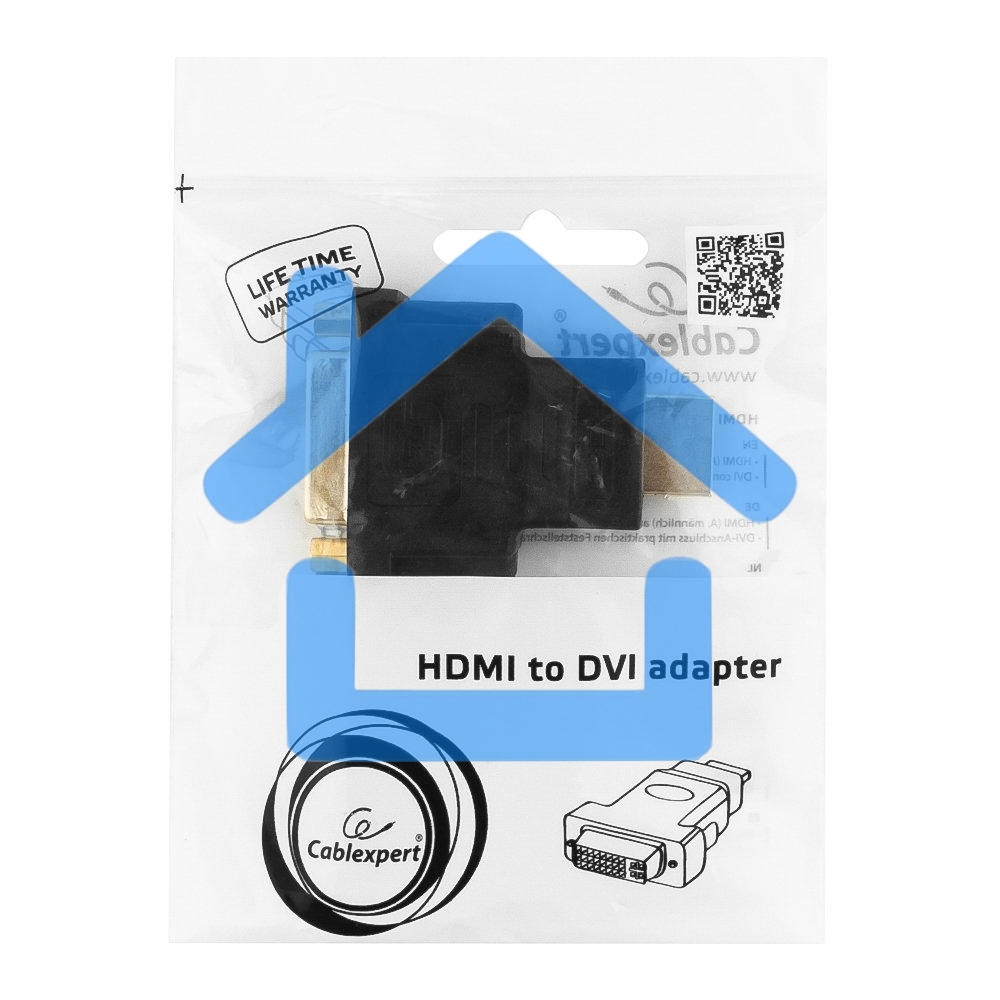 Переходник Gembird Переходник HDMI-DVI 19M/25F, золотые разъемы, пакет(A-HDMI-DVI-3)