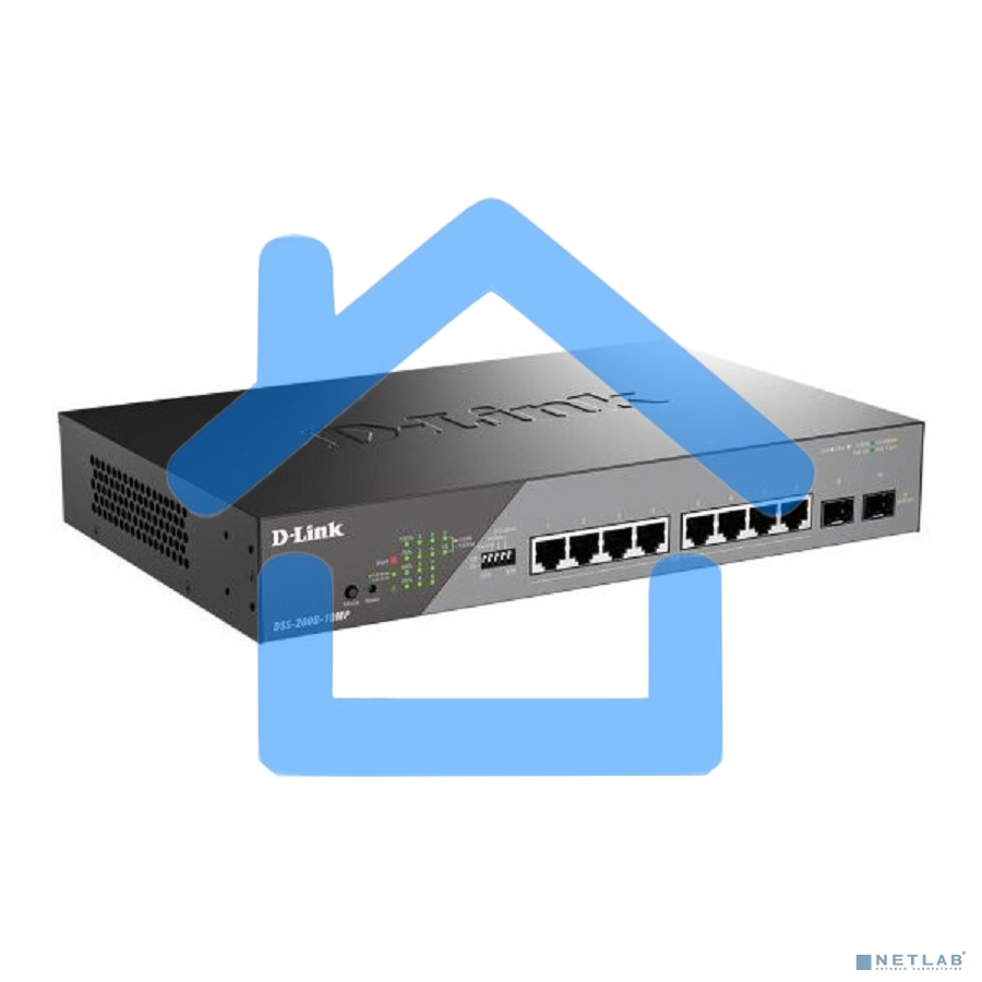 Сетевой коммутатор Smart L2 Surveillance Switch 8х1000Base-T PoE, 2x1000Base-X SFP, PoE Budget 130W, Long-range PoE up to 250m